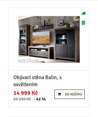 Obývací stěna Balin, s osvětlením