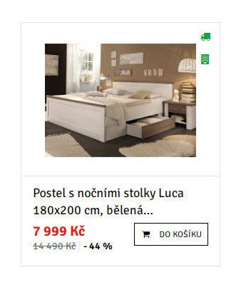 Postel s nočními stolky Luca 180x200 cm, bělená