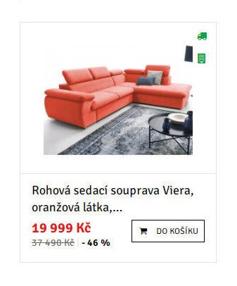 Rohová sedací souprava Viera, oranžová látka