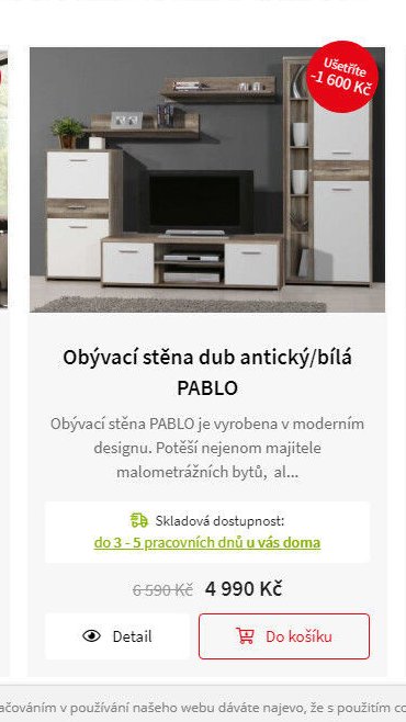 Obývací stěna dub antický/bílá PABLO