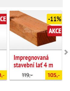 Impregnovaná stavební lať 4 m
