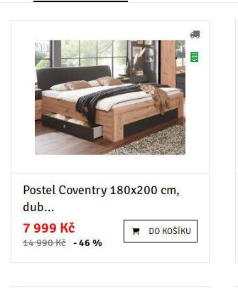 Postel Coventry 180x200 cm, dub...