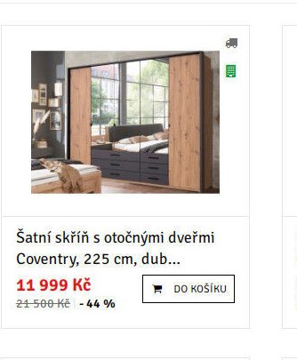 Šatní skříň s otočnými dveřmi Coventry, 225 cm, dub...