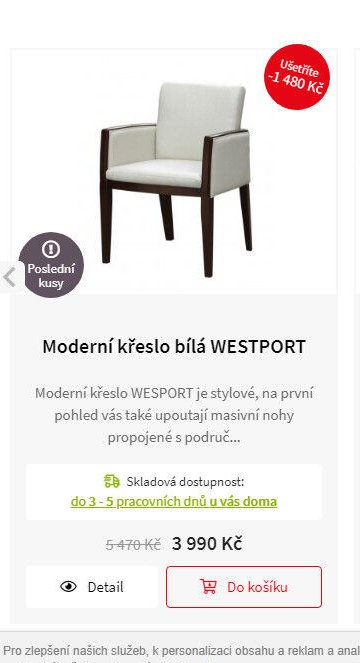 Moderní křeslo bílá WESTPORT
