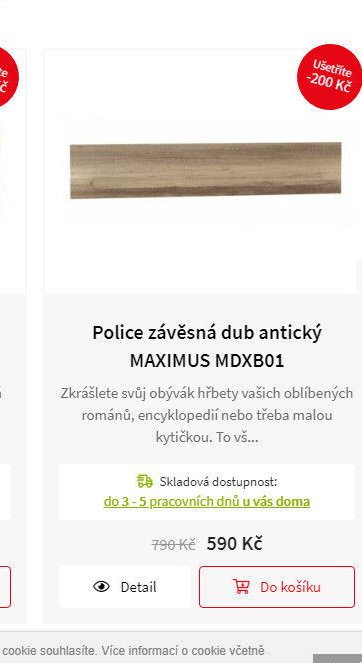 Police závěsná dub antický MAXIMUS MDXB01