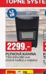 PLYNOVÁ KAMNA 730x340x380 mm včetně hadice a redukce