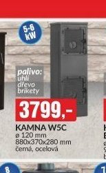 KAMNA W5C 120 mm 880x370x280 mm černá, ocelová