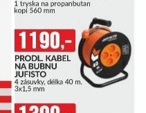 PRODL. KABEL NA BUBNU JUFISTO 4 zásuvky, délka 40 m. 3x1,5 mm