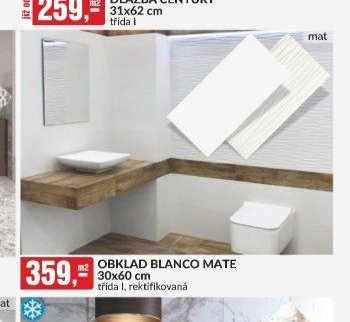 OBKLAD BLANCO MATE 30x60 cm, třída I, rektifikovaná