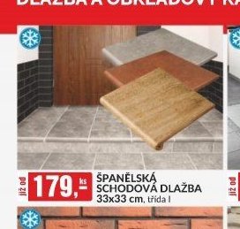 Španělská schodová dlažba 33x33 cm