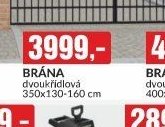 Brána dvoukřídlová 350x130-160 cm