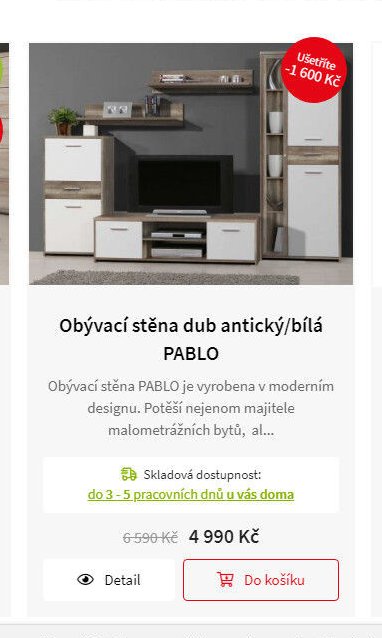 Obývací stěna dub antický/bílá PABLO