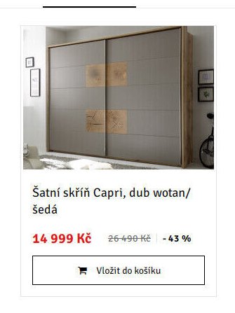 Šatní skříň Capri, dub wotan/šedá