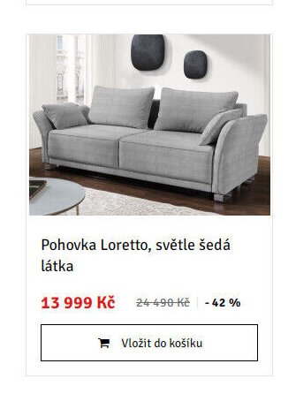 Pohovka Loretto, světle šedá látka