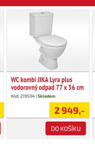 WC kombi JIKA Lyra plus vodorovný odpad 77 x 36 cm