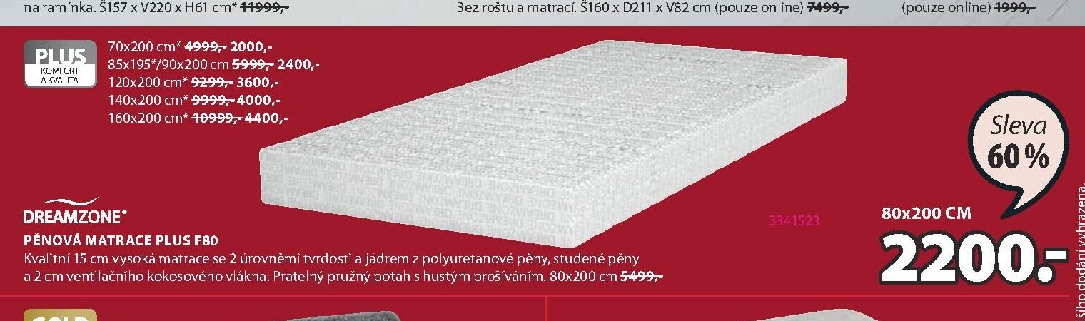 PĚNOVÁ MATRACE PLUS F80