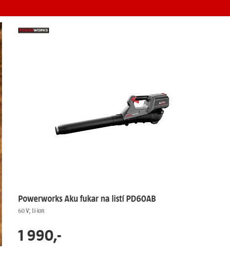 Powerworks Aku fukar na listí PD60AB