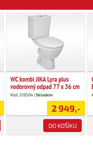 WC kombi JIKA Lyra plus vodorovný odpad 77 x 36 cm