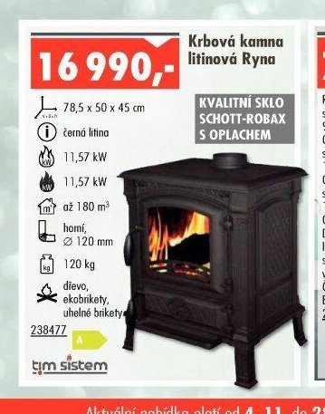 Krbová kamna litinová Ryna