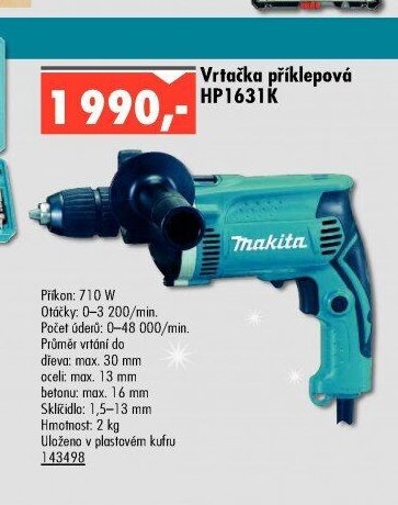 Vrtačka příklepová HP1631K