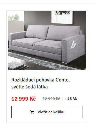 Rozkládací pohovka Cento, světle šedá látka