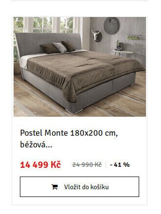 Postel Monte 180x200 cm, béžová...