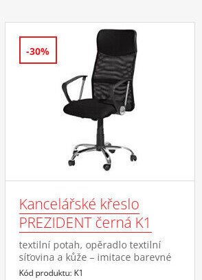 Kancelářské křeslo PREZIDENT černá K1