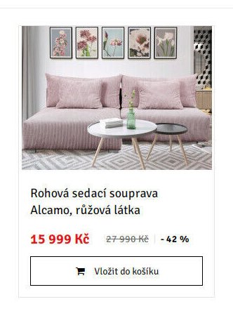 Rohová sedací souprava Alcamo, růžová látka