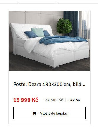 Postel Dezra 180x200 cm, bílá...