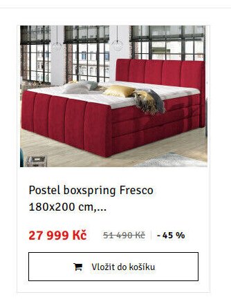 Postel boxspring Fresco 180x200 cm,...