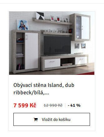 Obývací stěna Island, dub ribbeck/bílá,...