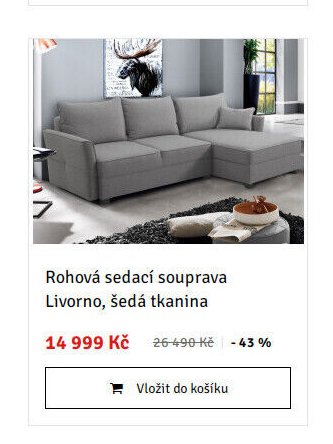 Rohová sedací souprava Livorno, šedá tkanina