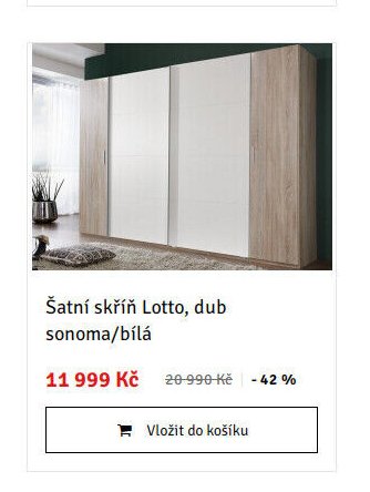 Šatní skříň Lotto, dub sonoma/bílá