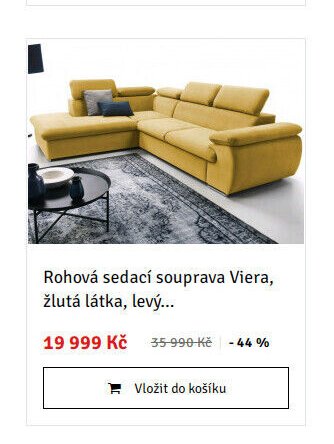 Rohová sedací souprava Viera, žlutá látka, levý...