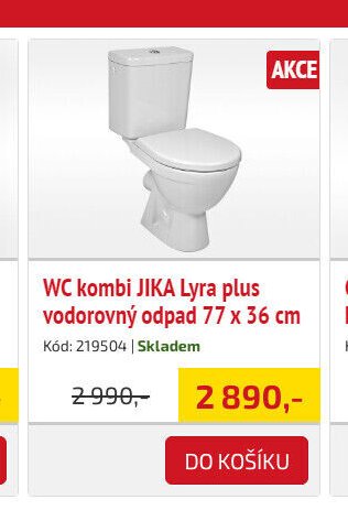 WC kombi JIKA Lyra plus vodorovný odpad 77 x 36 cm