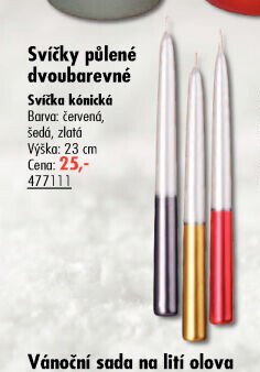 Svíčky půlené dvoubarevné