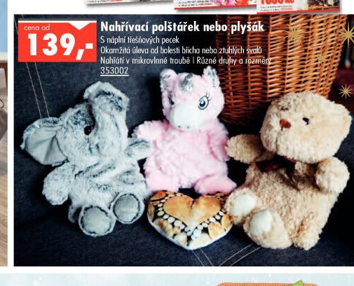 Nahřívací polštářek nebo plyšák
