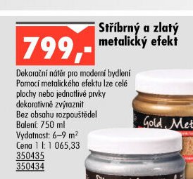 Stříbrný a zlatý metalický efekt