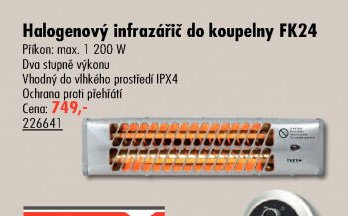 Halogenový infrazářič do koupelny FK24