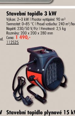 Stavební topidlo 3 kW