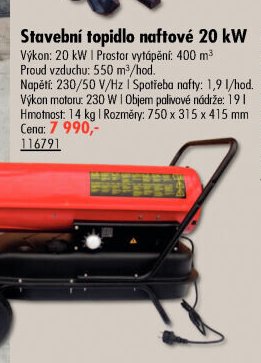 Stavební topidlo naftové 20 kW