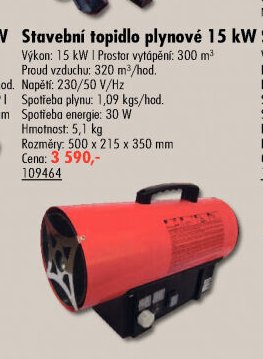 Stavební topidlo plynové 15 kW