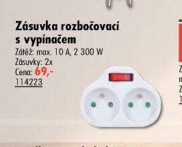 Zásuvka rozbočovací s vypínačem