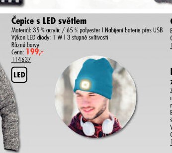Čepice s LED světlem