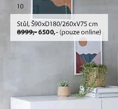 Stůl, Š90xD180/260xV75 cm