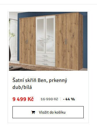 Šatní skříň Ben, prkenný dub/bílá