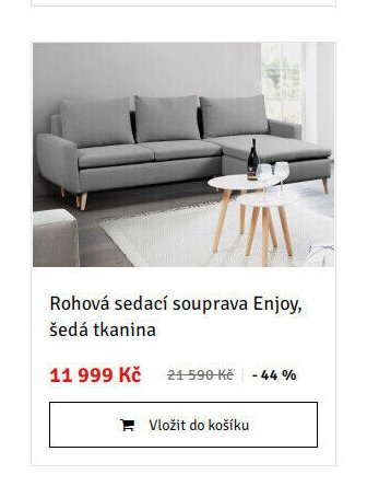 Rohová sedací souprava Enjoy, šedá tkanina
