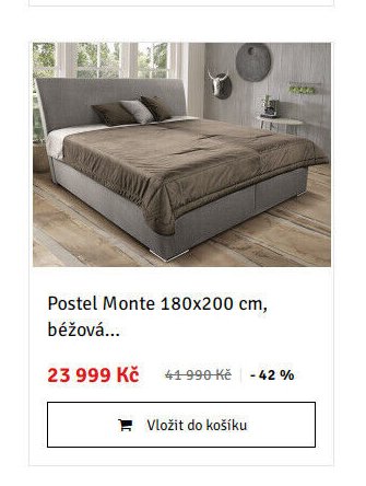 Postel Monte 180x200 cm, béžová...