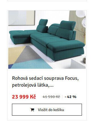Rohová sedací souprava Focus, petrolejová látka,...