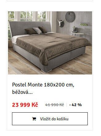 Postel Monte 180x200 cm, béžová...